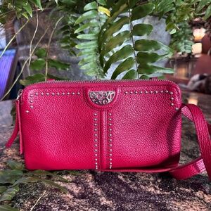 Brighton Crossbody Wallet Purse bag Red Leather EUC